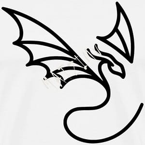 fliegender Drache in Lineart, Minimalistischer fliegender Drache